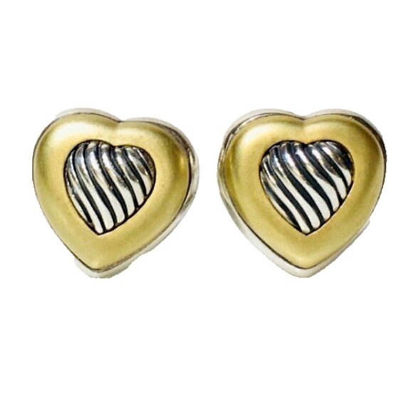 David Yurman Jewelry - David Yurman Sterling 18k Cable Heart Earrings